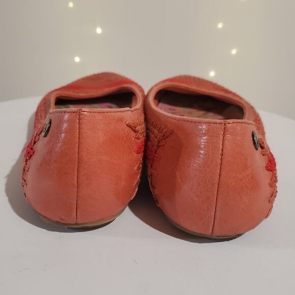 The Sak Crochet Leather Boho Ballet Flats Size 6.5 Coral Pink Cottagecore Fairy - Picture 6 of 10